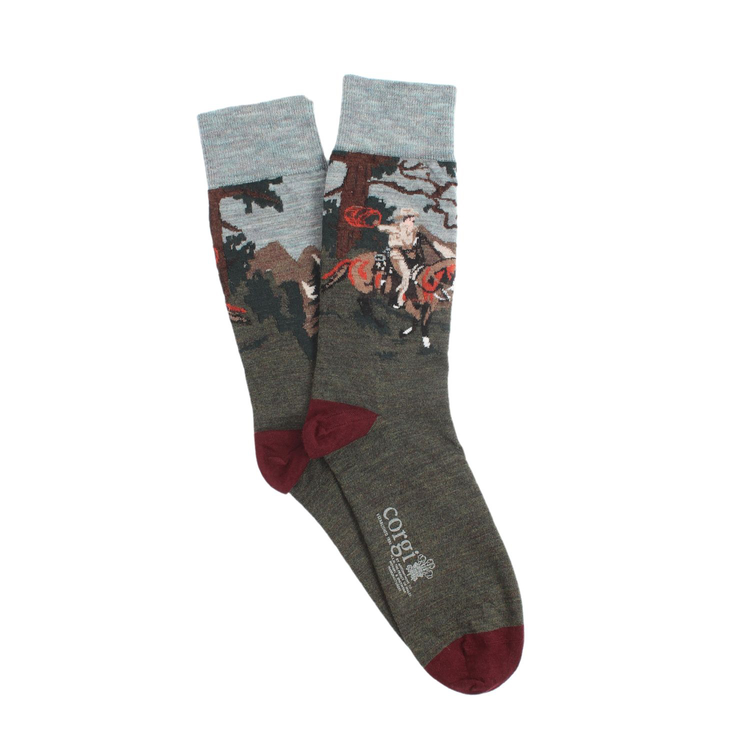 Men's-Green-Horse-Racing cotton socks