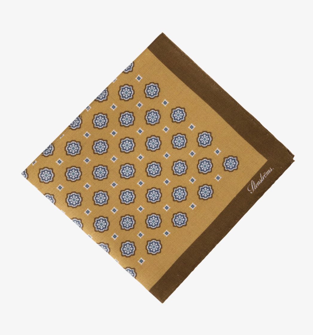 Light brown Patterned Linen Pocket Square