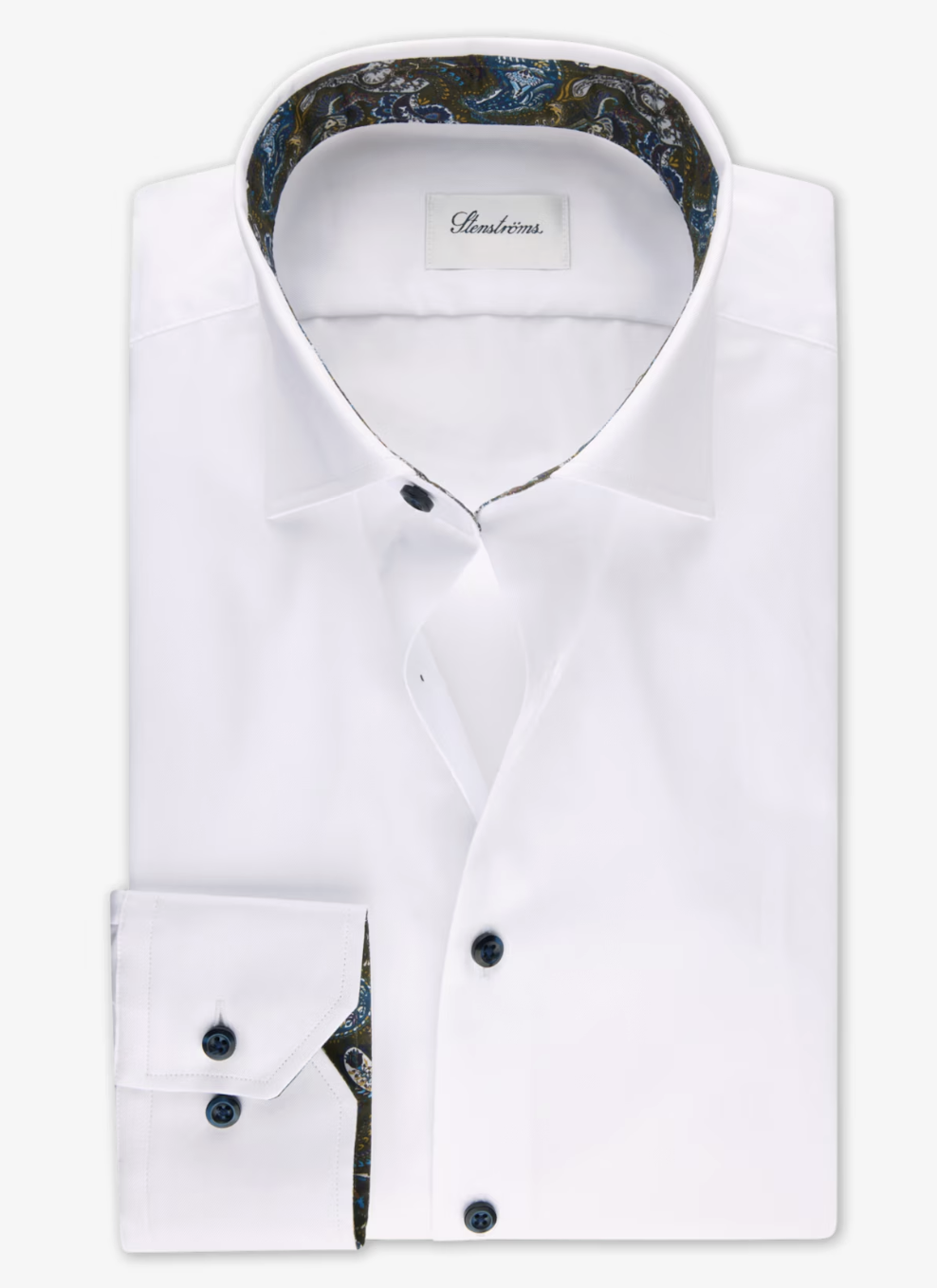 White Contrast Twill Shirt
