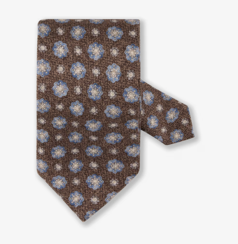 Brown Patterned Silk Tie