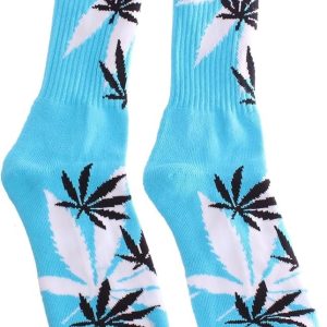 blue/leaf print/l/casual socks