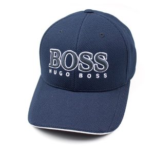 boss navy white embroided