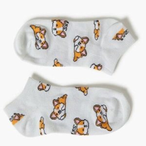 corgi cream printed ankle sock